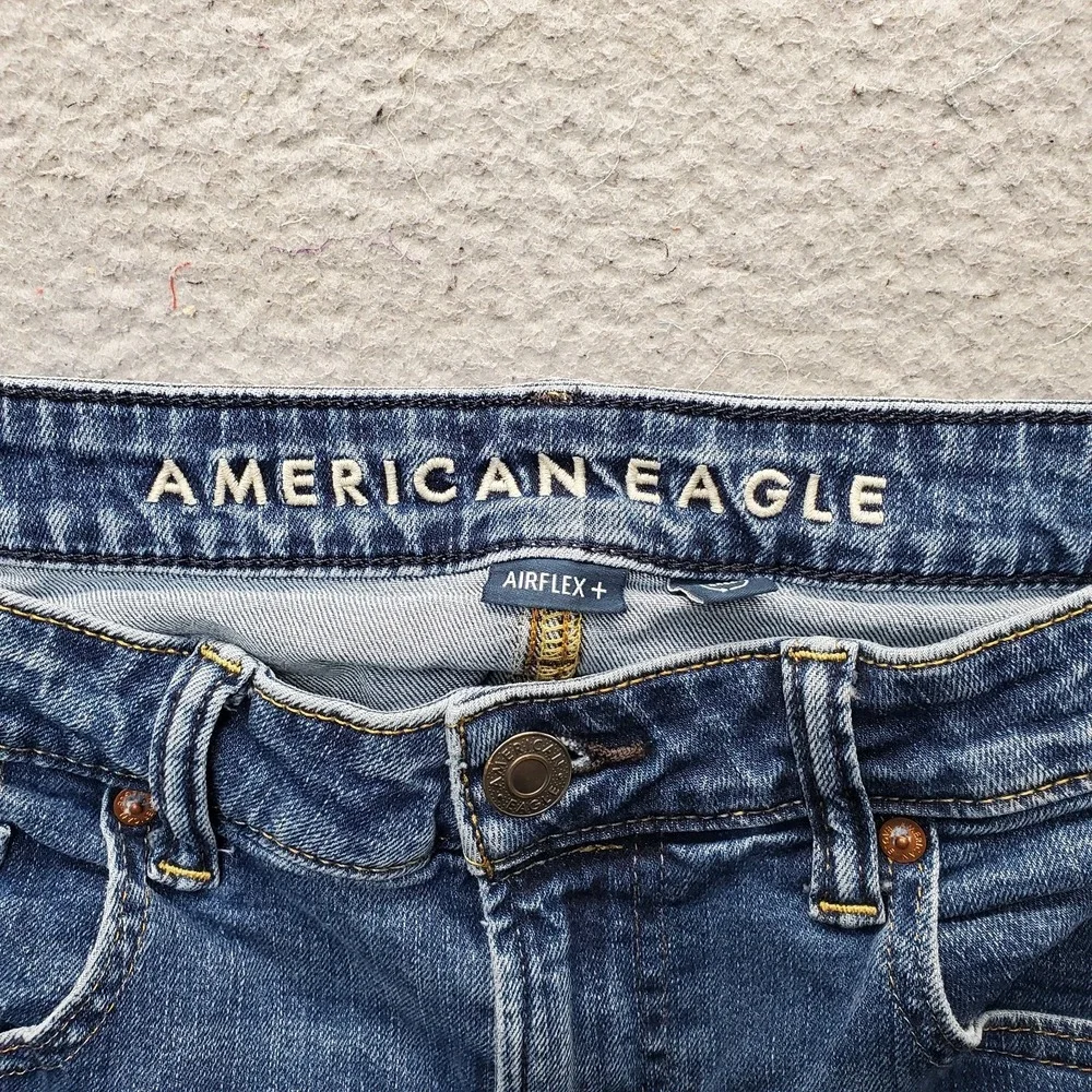 American Eagle Jeans Mens 33X34 Blue Denim Stretch Airflex Athletic Straight Leg